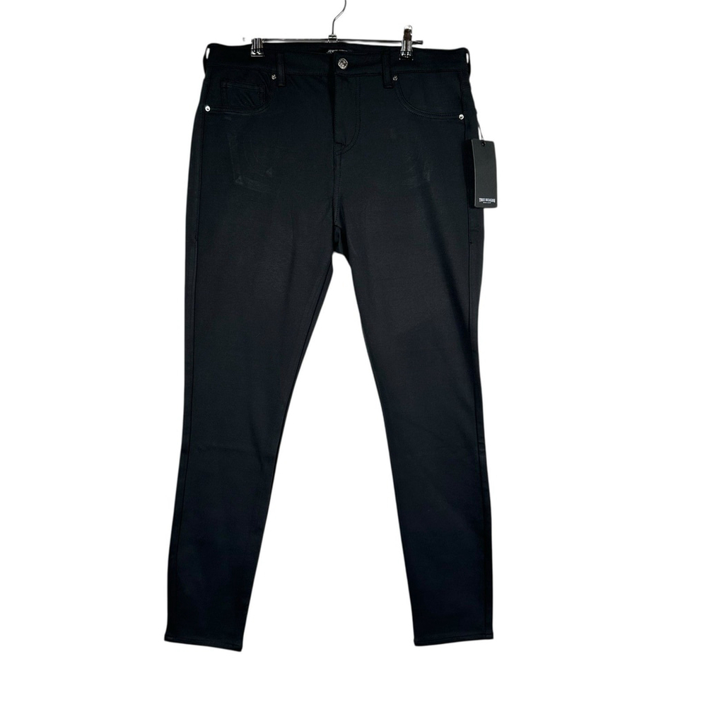 True Religion Jennie Curvy Mid Rise Super Skinny Ponte Black Pants Size 31